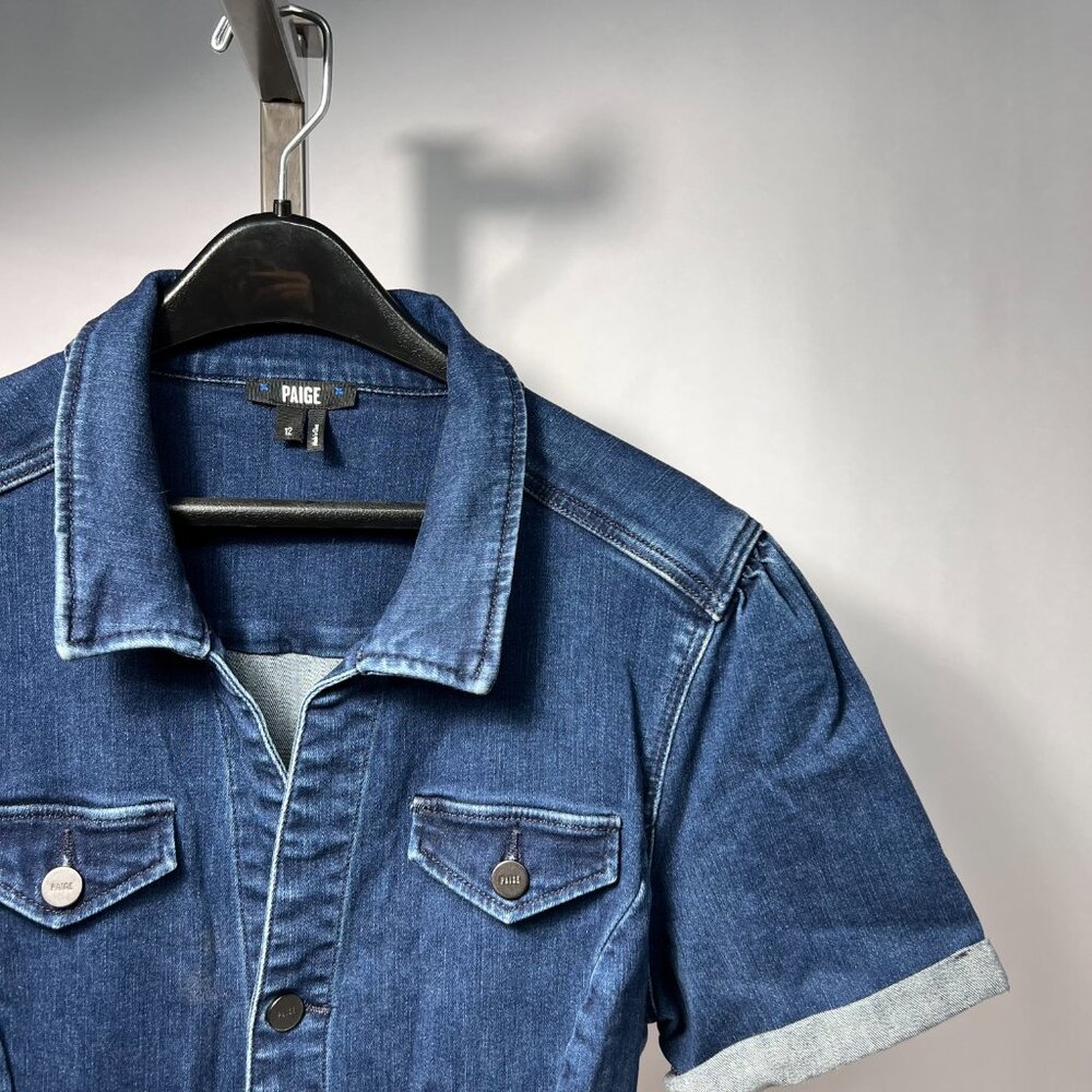 PAIGE Anessa Short-sleeve Denim Jumpsuit 12‎